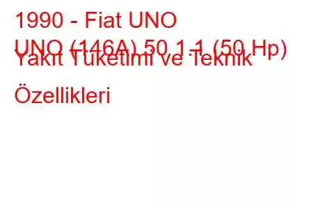 1990 - Fiat UNO
UNO (146A) 50 1.1 (50 Hp) Yakıt Tüketimi ve Teknik Özellikleri