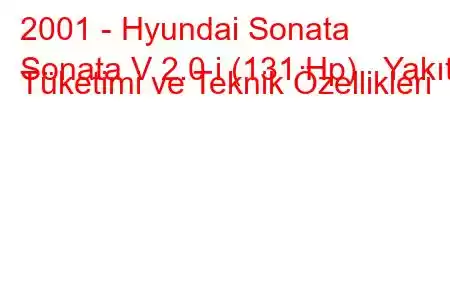 2001 - Hyundai Sonata
Sonata V 2.0 i (131 Hp) Yakıt Tüketimi ve Teknik Özellikleri