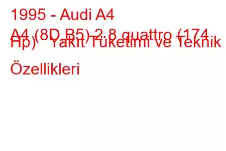 1995 - Audi A4
A4 (8D,B5) 2.8 quattro (174 Hp) Yakıt Tüketimi ve Teknik Özellikleri