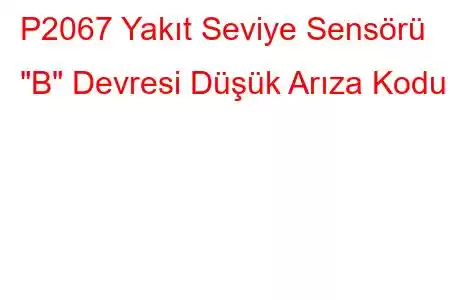 P2067 Yakıt Seviye Sensörü 