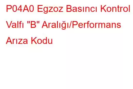 P04A0 Egzoz Basıncı Kontrol Valfı 