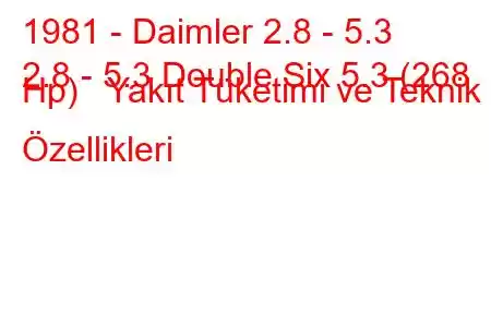 1981 - Daimler 2.8 - 5.3
2.8 - 5.3 Double Six 5.3 (268 Hp) Yakıt Tüketimi ve Teknik Özellikleri