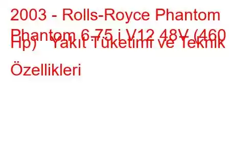 2003 - Rolls-Royce Phantom
Phantom 6.75 i V12 48V (460 Hp) Yakıt Tüketimi ve Teknik Özellikleri