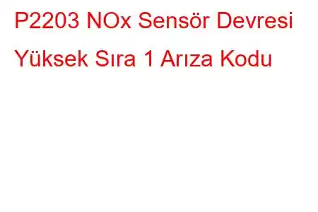 P2203 NOx Sensör Devresi Yüksek Sıra 1 Arıza Kodu