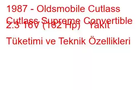 1987 - Oldsmobile Cutlass
Cutlass Supreme Convertible 2.3 16V (162 Hp) Yakıt Tüketimi ve Teknik Özellikleri