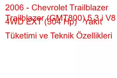 2006 - Chevrolet Trailblazer
Trailblazer (GMT800) 5.3 i V8 4WD EXT (304 Hp) Yakıt Tüketimi ve Teknik Özellikleri