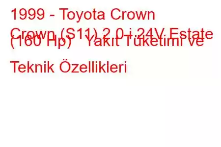 1999 - Toyota Crown
Crown (S11) 2.0 i 24V Estate (160 Hp) Yakıt Tüketimi ve Teknik Özellikleri