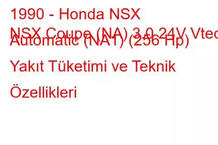 1990 - Honda NSX
NSX Coupe (NA) 3.0 24V Vtec Automatic (NA1) (256 Hp) Yakıt Tüketimi ve Teknik Özellikleri