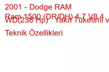 2001 - Dodge RAM
Ram 1500 (DR/DH) 4.7 V8 4 WD(238 Hp) Yakıt Tüketimi ve Teknik Özellikleri