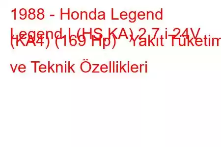 1988 - Honda Legend
Legend I (HS,KA) 2.7 i 24V (KA4) (169 Hp) Yakıt Tüketimi ve Teknik Özellikleri