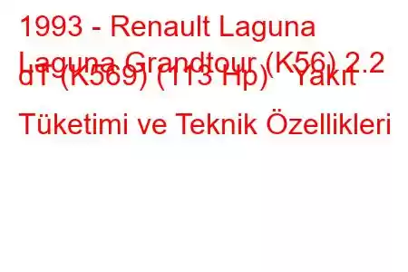 1993 - Renault Laguna
Laguna Grandtour (K56) 2.2 dT (K569) (113 Hp) Yakıt Tüketimi ve Teknik Özellikleri