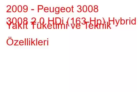 2009 - Peugeot 3008
3008 2.0 HDi (163 Hp) Hybrid Yakıt Tüketimi ve Teknik Özellikleri