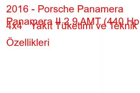 2016 - Porsche Panamera
Panamera II 2.9 AMT (440 Hp) 4x4 Yakıt Tüketimi ve Teknik Özellikleri