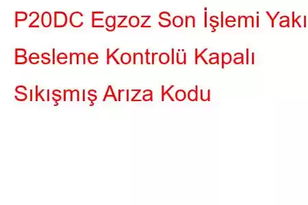 P20DC Egzoz Son İşlemi Yakıt Besleme Kontrolü Kapalı Sıkışmış Arıza Kodu