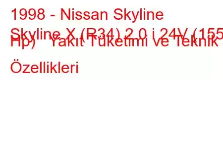 1998 - Nissan Skyline
Skyline X (R34) 2.0 i 24V (155 Hp) Yakıt Tüketimi ve Teknik Özellikleri