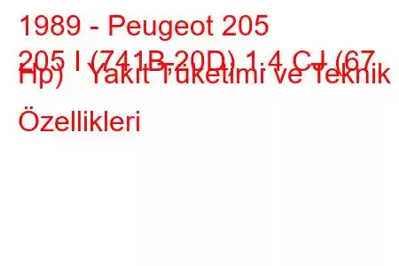 1989 - Peugeot 205
205 I (741B,20D) 1.4 CJ (67 Hp) Yakıt Tüketimi ve Teknik Özellikleri