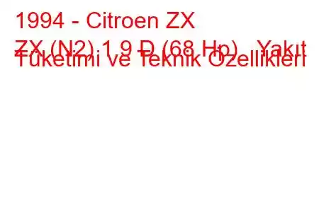 1994 - Citroen ZX
ZX (N2) 1.9 D (68 Hp) Yakıt Tüketimi ve Teknik Özellikleri