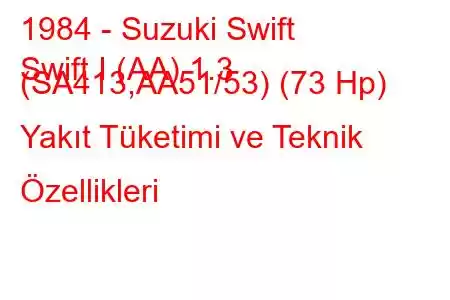 1984 - Suzuki Swift
Swift I (AA) 1.3 (SA413,AA51/53) (73 Hp) Yakıt Tüketimi ve Teknik Özellikleri