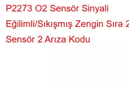 P2273 O2 Sensör Sinyali Eğilimli/Sıkışmış Zengin Sıra 2 Sensör 2 Arıza Kodu