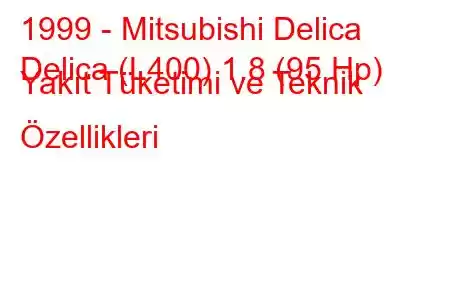 1999 - Mitsubishi Delica
Delica (L400) 1.8 (95 Hp) Yakıt Tüketimi ve Teknik Özellikleri