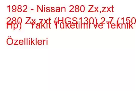 1982 - Nissan 280 Zx,zxt
280 Zx,zxt (HGS130) 2.7 (150 Hp) Yakıt Tüketimi ve Teknik Özellikleri