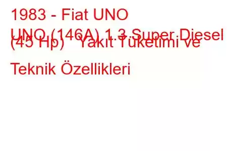 1983 - Fiat UNO
UNO (146A) 1.3 Super Diesel (45 Hp) Yakıt Tüketimi ve Teknik Özellikleri