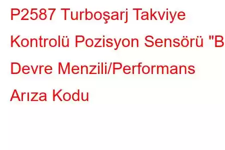 P2587 Turboşarj Takviye Kontrolü Pozisyon Sensörü 