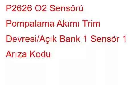 P2626 O2 Sensörü Pompalama Akımı Trim Devresi/Açık Bank 1 Sensör 1 Arıza Kodu