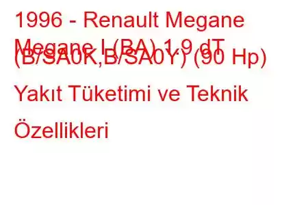 1996 - Renault Megane
Megane I (BA) 1.9 dT (B/SA0K,B/SA0Y) (90 Hp) Yakıt Tüketimi ve Teknik Özellikleri