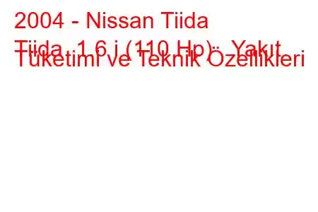 2004 - Nissan Tiida
Tiida 1.6 i (110 Hp) Yakıt Tüketimi ve Teknik Özellikleri