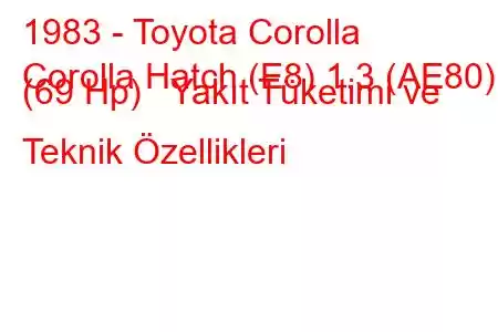 1983 - Toyota Corolla
Corolla Hatch (E8) 1.3 (AE80) (69 Hp) Yakıt Tüketimi ve Teknik Özellikleri