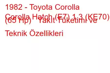 1982 - Toyota Corolla
Corolla Hatch (E7) 1.3 (KE70) (65 Hp) Yakıt Tüketimi ve Teknik Özellikleri