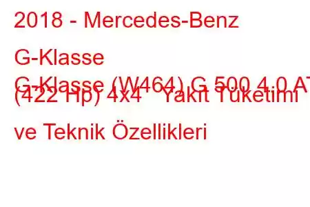 2018 - Mercedes-Benz G-Klasse
G-Klasse (W464) G 500 4.0 AT (422 Hp) 4x4 Yakıt Tüketimi ve Teknik Özellikleri