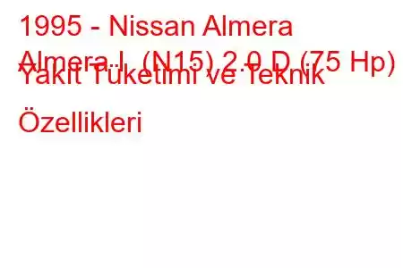 1995 - Nissan Almera
Almera I (N15) 2.0 D (75 Hp) Yakıt Tüketimi ve Teknik Özellikleri