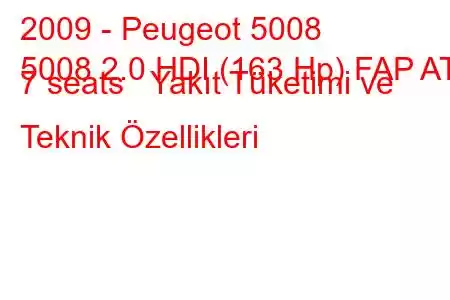 2009 - Peugeot 5008
5008 2.0 HDI (163 Hp) FAP AT 7 seats Yakıt Tüketimi ve Teknik Özellikleri