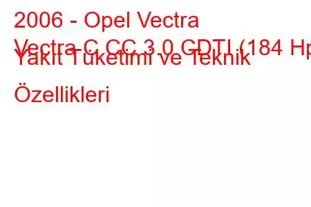 2006 - Opel Vectra
Vectra C CC 3.0 CDTI (184 Hp) Yakıt Tüketimi ve Teknik Özellikleri