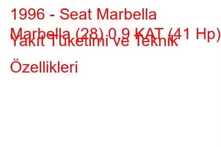 1996 - Seat Marbella
Marbella (28) 0.9 KAT (41 Hp) Yakıt Tüketimi ve Teknik Özellikleri