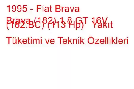 1995 - Fiat Brava
Brava (182) 1.8 GT 16V (182.BC) (113 Hp) Yakıt Tüketimi ve Teknik Özellikleri