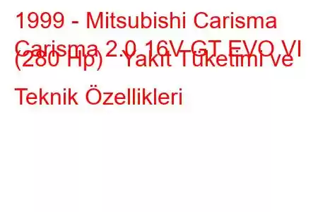 1999 - Mitsubishi Carisma
Carisma 2.0 16V GT EVO VI (280 Hp) Yakıt Tüketimi ve Teknik Özellikleri