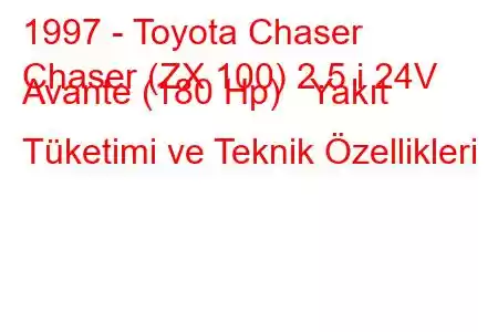 1997 - Toyota Chaser
Chaser (ZX 100) 2.5 i 24V Avante (180 Hp) Yakıt Tüketimi ve Teknik Özellikleri